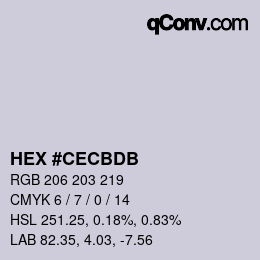 颜色代码: HEX #CECBDB | qconv.com