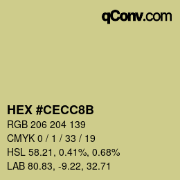 Color code: HEX #CECC8B | qconv.com