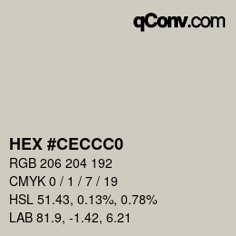 Color code: HEX #CECCC0 | qconv.com