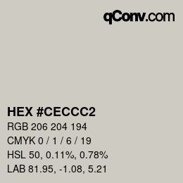 カラーコード: HEX #CECCC2 | qconv.com