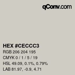 Color code: HEX #CECCC3 | qconv.com