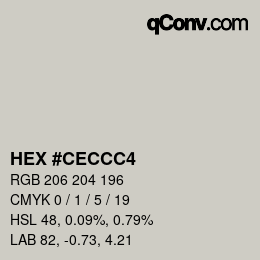カラーコード: HEX #CECCC4 | qconv.com