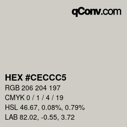 Color code: HEX #CECCC5 | qconv.com