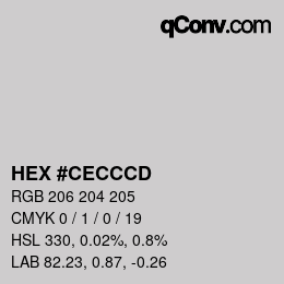 Color code: HEX #CECCCD | qconv.com