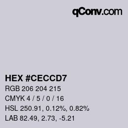 颜色代码: HEX #CECCD7 | qconv.com