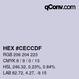 Color code: HEX #CECCDF | qconv.com