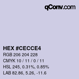 Código de color: HEX #CECCE4 | qconv.com