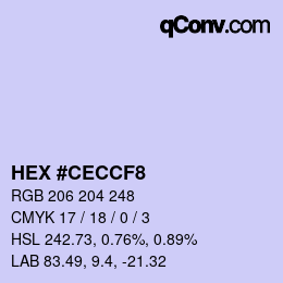 Color code: HEX #CECCF8 | qconv.com