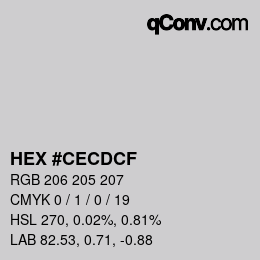 Color code: HEX #CECDCF | qconv.com