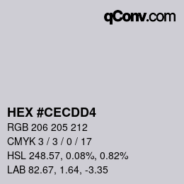 カラーコード: HEX #CECDD4 | qconv.com