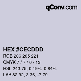 Color code: HEX #CECDDD | qconv.com