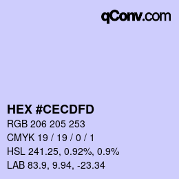 カラーコード: HEX #CECDFD | qconv.com