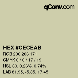 Farbcode: HEX #CECEAB | qconv.com