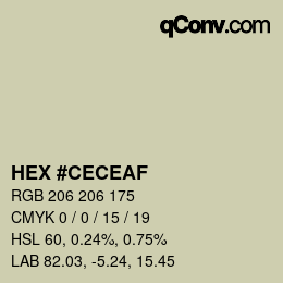 カラーコード: HEX #CECEAF | qconv.com
