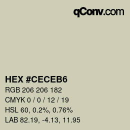 Farbcode: HEX #CECEB6 | qconv.com