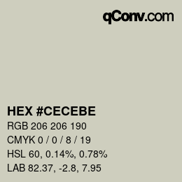 Color code: HEX #CECEBE | qconv.com