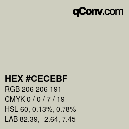 Color code: HEX #CECEBF | qconv.com