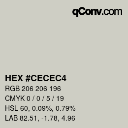 Color code: HEX #CECEC4 | qconv.com