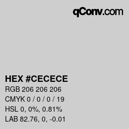 Code couleur: HEX #CECECE | qconv.com