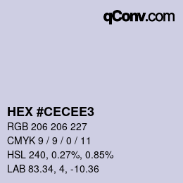 颜色代码: HEX #CECEE3 | qconv.com