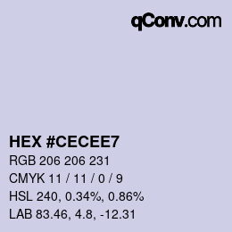 Color code: HEX #CECEE7 | qconv.com