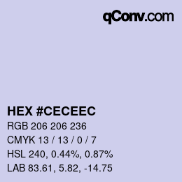 Color code: HEX #CECEEC | qconv.com