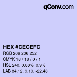 カラーコード: HEX #CECEFC | qconv.com