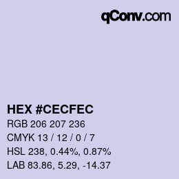 Color code: HEX #CECFEC | qconv.com