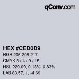 Farbcode: HEX #CED0D9 | qconv.com