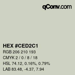 Code couleur: HEX #CED2C1 | qconv.com