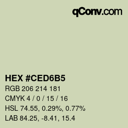 カラーコード: HEX #CED6B5 | qconv.com