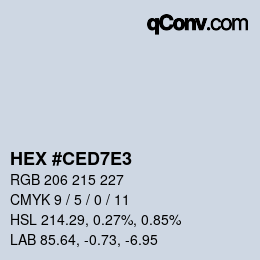 Farbcode: HEX #CED7E3 | qconv.com