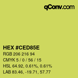 Color code: HEX #CED85E | qconv.com