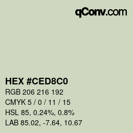 カラーコード: HEX #CED8C0 | qconv.com