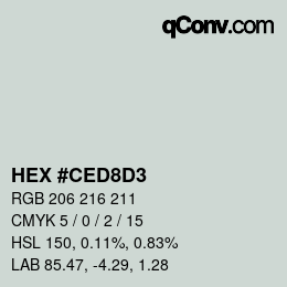 Color code: HEX #CED8D3 | qconv.com