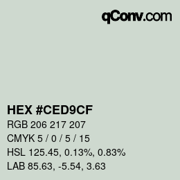 Color code: HEX #CED9CF | qconv.com