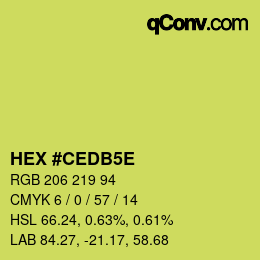 Code couleur: HEX #CEDB5E | qconv.com