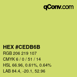Color code: HEX #CEDB6B | qconv.com