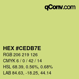 Color code: HEX #CEDB7E | qconv.com