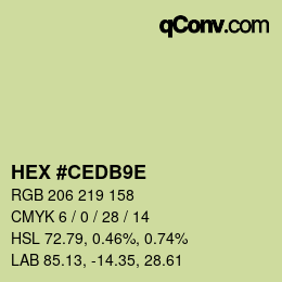 Color code: HEX #CEDB9E | qconv.com