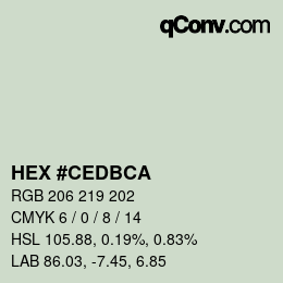 Color code: HEX #CEDBCA | qconv.com