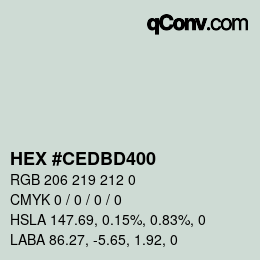 颜色代码: HEX #CEDBD400 | qconv.com