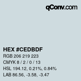 Color code: HEX #CEDBDF | qconv.com
