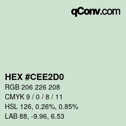 Color code: HEX #CEE2D0 | qconv.com