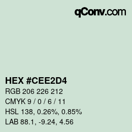 カラーコード: HEX #CEE2D4 | qconv.com