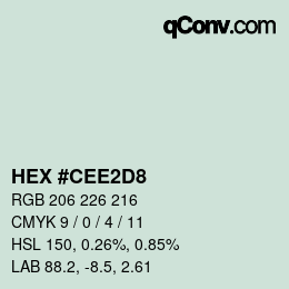 Color code: HEX #CEE2D8 | qconv.com