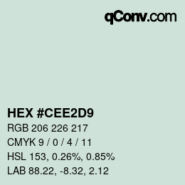 Color code: HEX #CEE2D9 | qconv.com