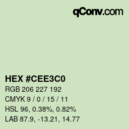 Color code: HEX #CEE3C0 | qconv.com