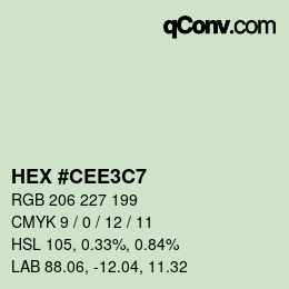 Color code: HEX #CEE3C7 | qconv.com
