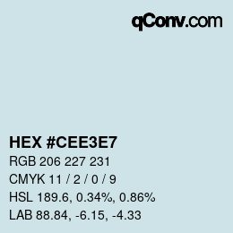 Color code: HEX #CEE3E7 | qconv.com